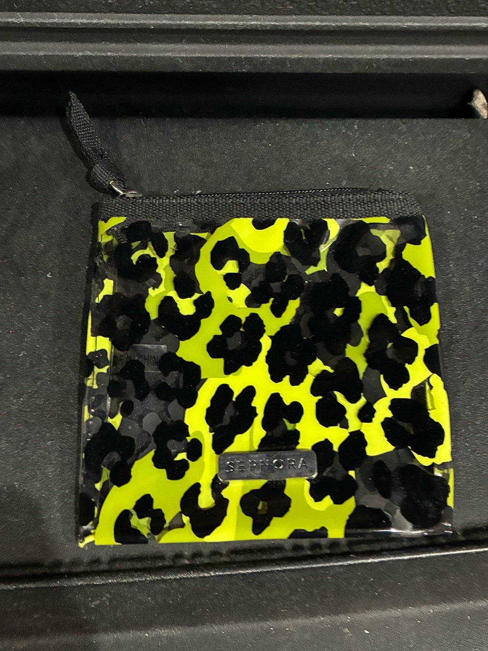 Sephora Small Cheetah Pouch PVC Brat Green and Black Cat New With Tags